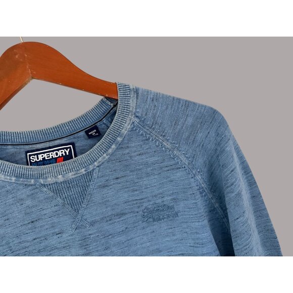 Superdry Premium Pullover Sweater Heather Blue Crewneck  XXLarge - Picture 3 of 7